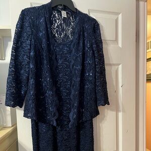 Size 10 Alex Evenings navy blue dress with jacket